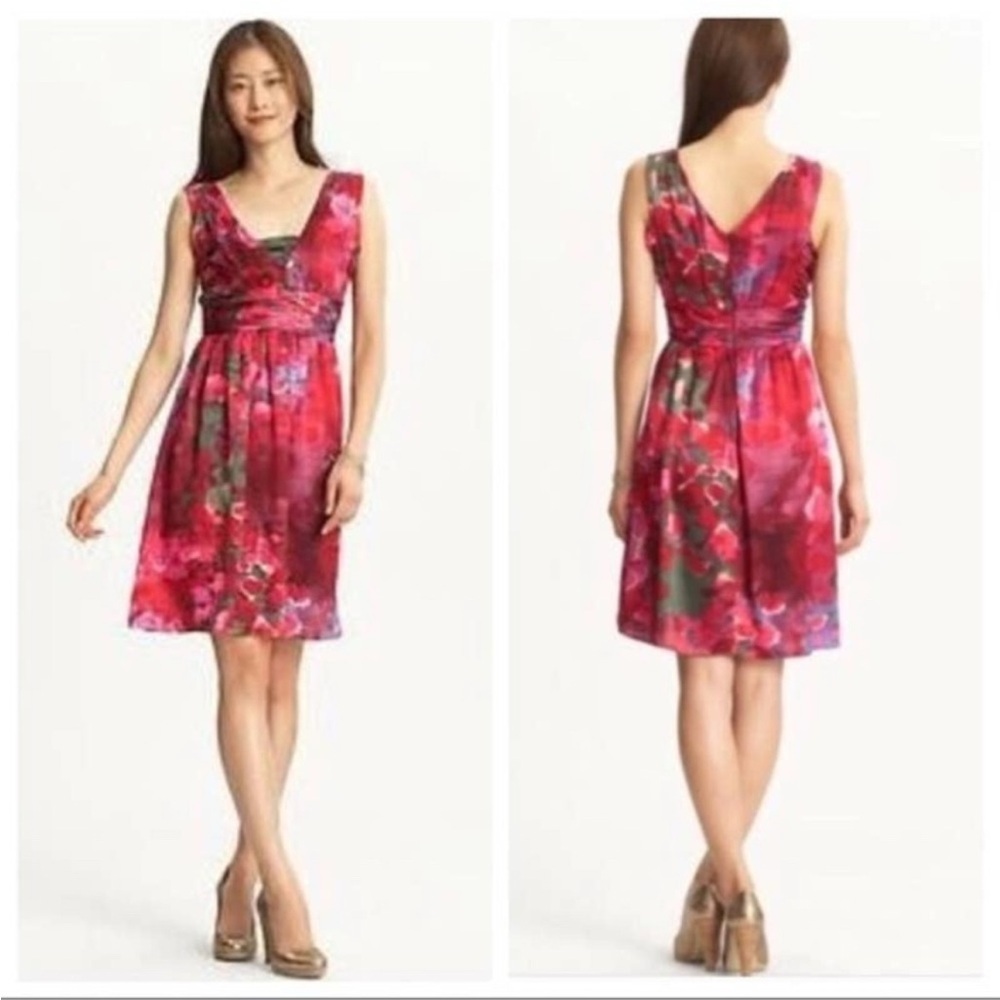 Banana Republic Silk Watercolor Floral Dress 4 Sleeveless Cocktail Y2K Flirty